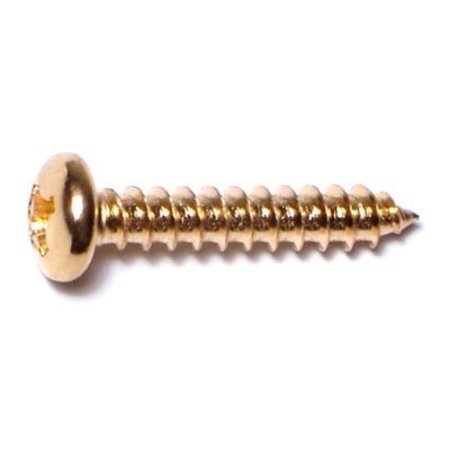 MIDWEST FASTENER Sheet Metal Screw, #6 x 3/4 in, Brass Steel Pan Head Phillips Drive, 50 PK 64142